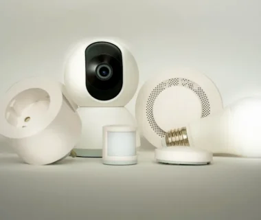 A group of electronic devices sitting on top of a table