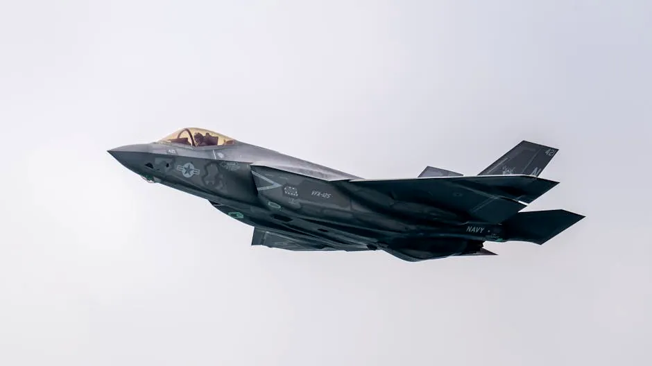 A state-of-the-art military stealth fighter jet soaring through the sky.