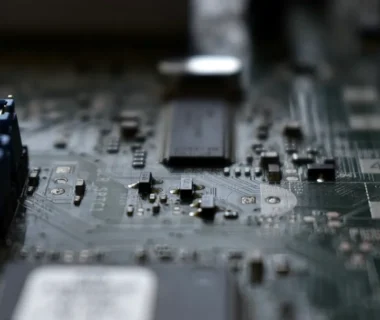 brown circuit board in close-up photography