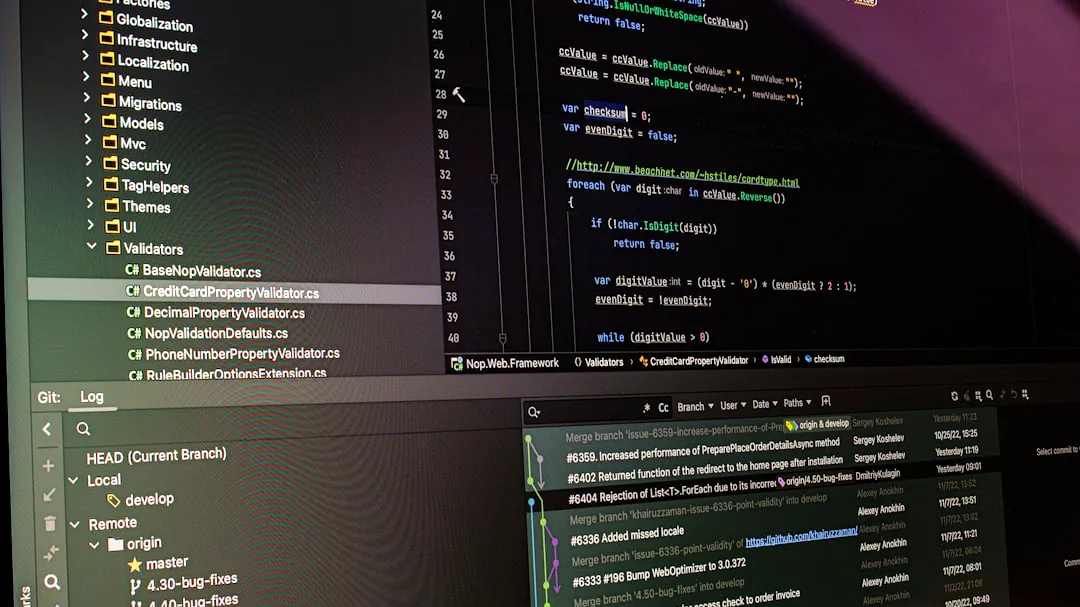 Computer screen displaying lines of code