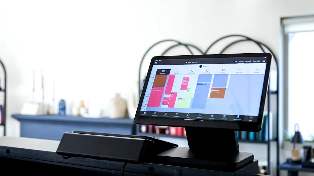 Digital display showing appointments and schedule