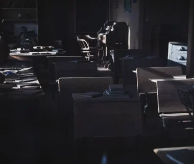 dimmed lighted office