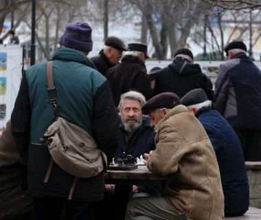 group of men sitting table