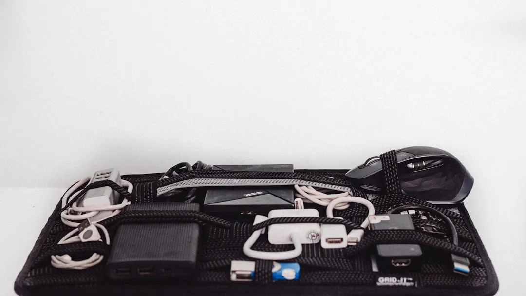 a black case filled with electronics on top of a white table