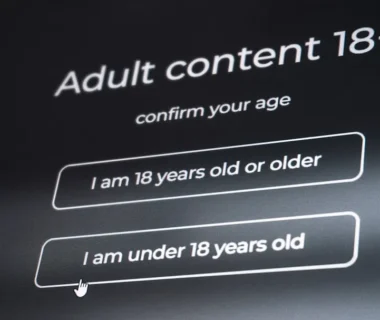 Adult content confirmation screen with age verification buttons.