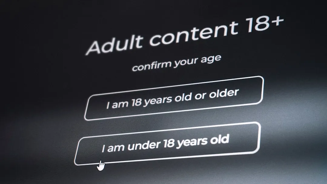 Adult content confirmation screen with age verification buttons.