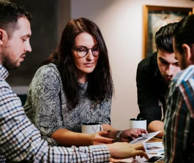 man and woman sitting at the table