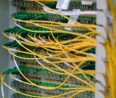 Yellow and green cables are neatly connected.